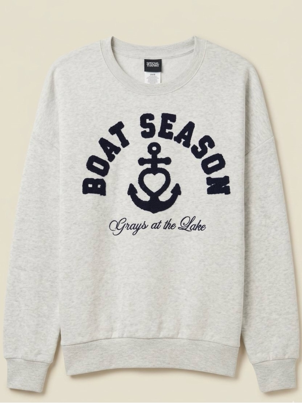 Special Thanks Boat Season Gray Graphic Crewneck Sweatshirt
